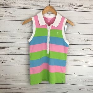 Lilly Pulitzer Havana Stripe sleeveless polo XS